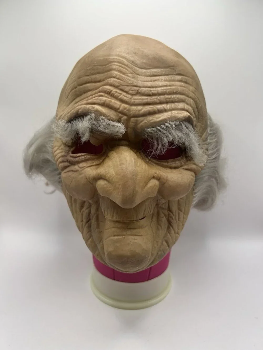 Vintage Old Man Halloween Mask Gray Hair Rubber Latex Adult Costume Creepy Rare